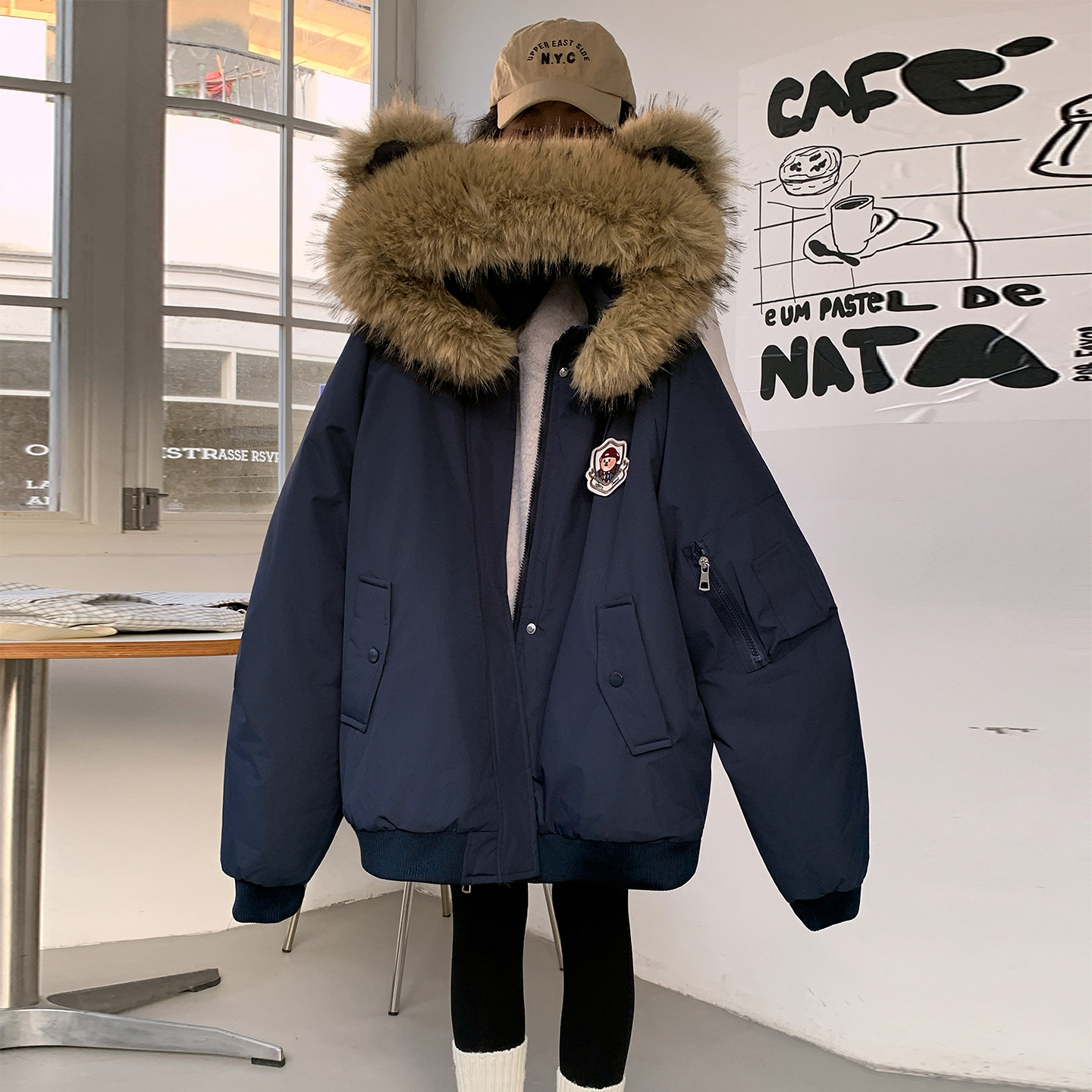 小熊棉服女款冬季2026新款加绒派克服韩系加厚超好看棉衣棉袄外套图片