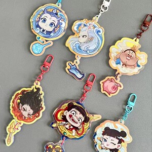 新款哪吒单面亚克力钥匙扣闹海铃铛动漫挂饰礼物书包国潮卡通挂件