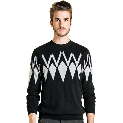 男士圆领羊绒衫套头针织