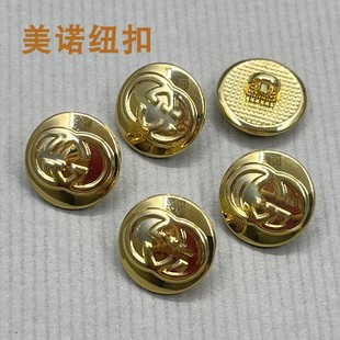 扣子圆形百搭T恤Polo衬衫 金属纽扣双G金色手缝扣针织毛衣开衫 钮扣