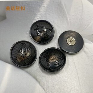 新款LP家牛角纽扣马头图腾西装钮扣羊绒针织开衫外套扣子牛角扣子