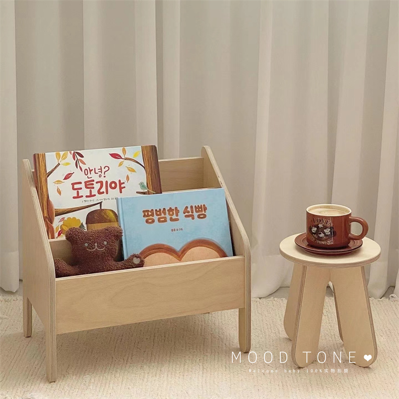 韩国ins宝宝书架儿童书柜原木风格日式极简家居简易收纳架绘本架