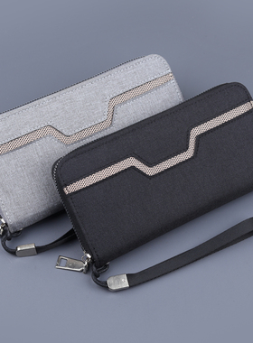 帆布手包男士钱包长款拉链手拿包男款手机包男式大容量钱包手腕带