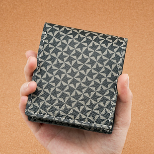 钱包男款卡包一体男式短款皮夹格纹多卡位复古wallet man男士钱夹
