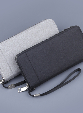 帆布男士钱包长款手包男款拉链手拿包男式手机包大容量牛仔布小包