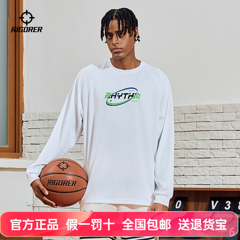 准者篮球长袖男2025秋季新款舒适投篮服美式T恤运动休闲印花上衣