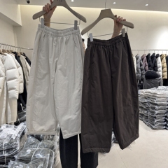 东大门2025冬季新品5518加厚松紧腰夹棉舒适感休闲百搭阔腿裤女