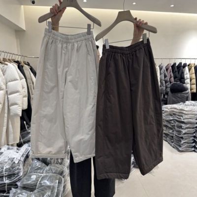 东大门2025冬季新品5518加厚松紧腰夹棉舒适感休闲百搭阔腿裤女