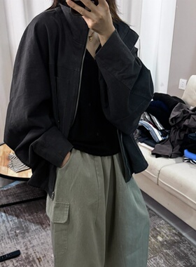 LOW FLAT2025秋新韩版宽松显瘦百搭休闲立领拉链显瘦款外套女上衣