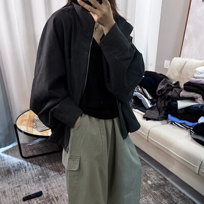 LOW FLAT2025秋新韩版宽松显瘦百搭休闲立领拉链显瘦款外套女上衣