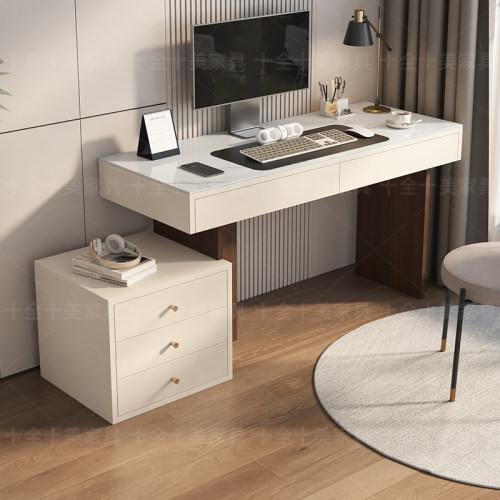 意式极简岩板书桌办公电脑桌