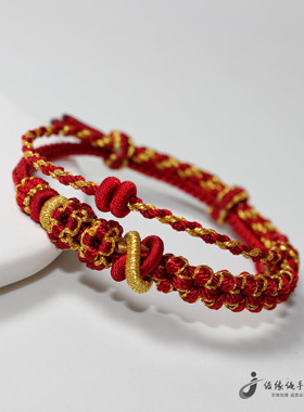 双联结桃花手工编织手绳转运珠