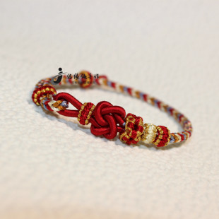 红绳手链手串手工编织桃花手绳半成品可穿3D硬金礼物送女友闺蜜