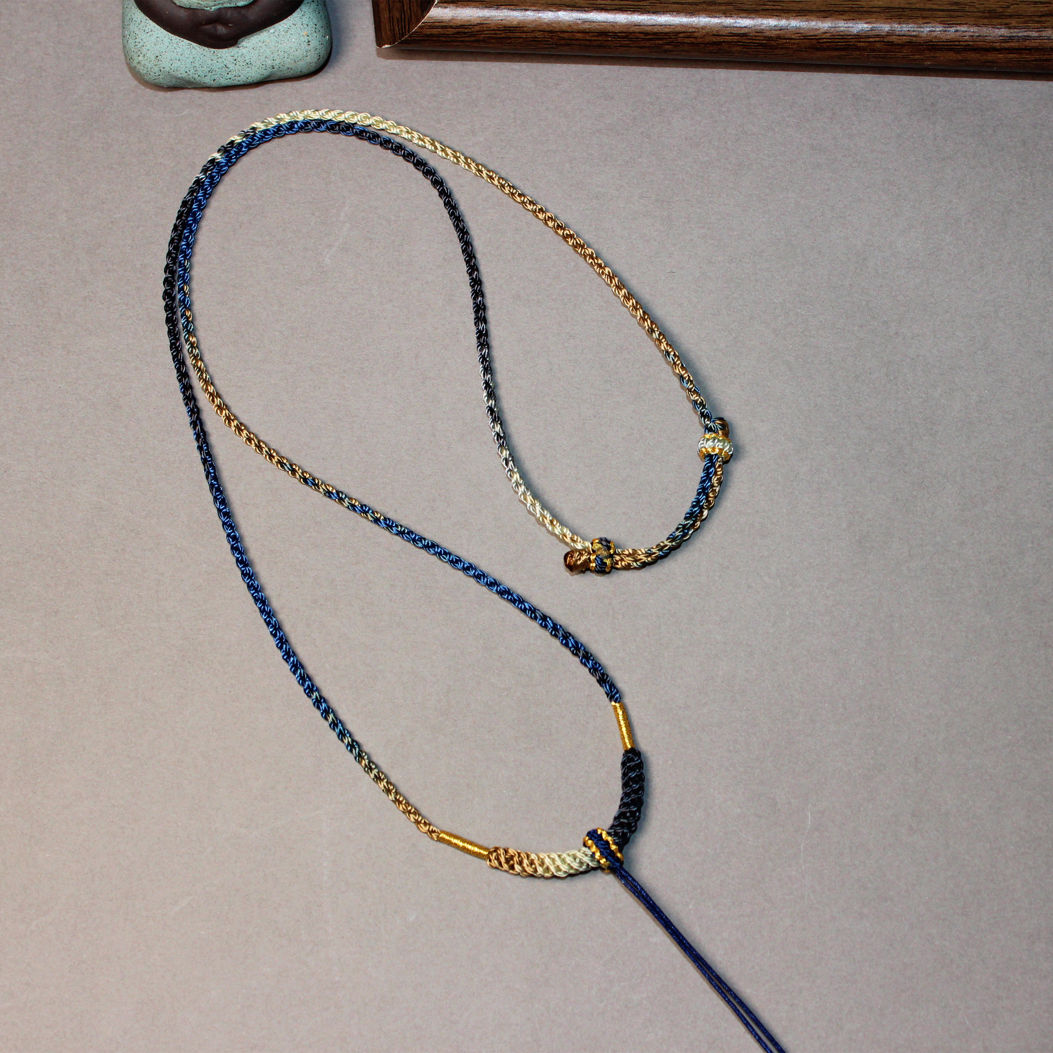 高端纯手工编织项链绳子黄金吊坠挂绳玉牌翡翠蜜蜡福袋男女毛衣链