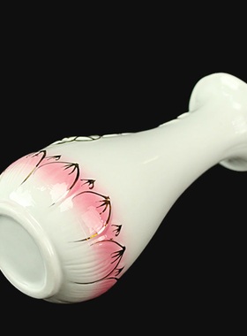 陶瓷莲花供花瓶佛前净水瓶观音瓶家用佛堂供桌摆件