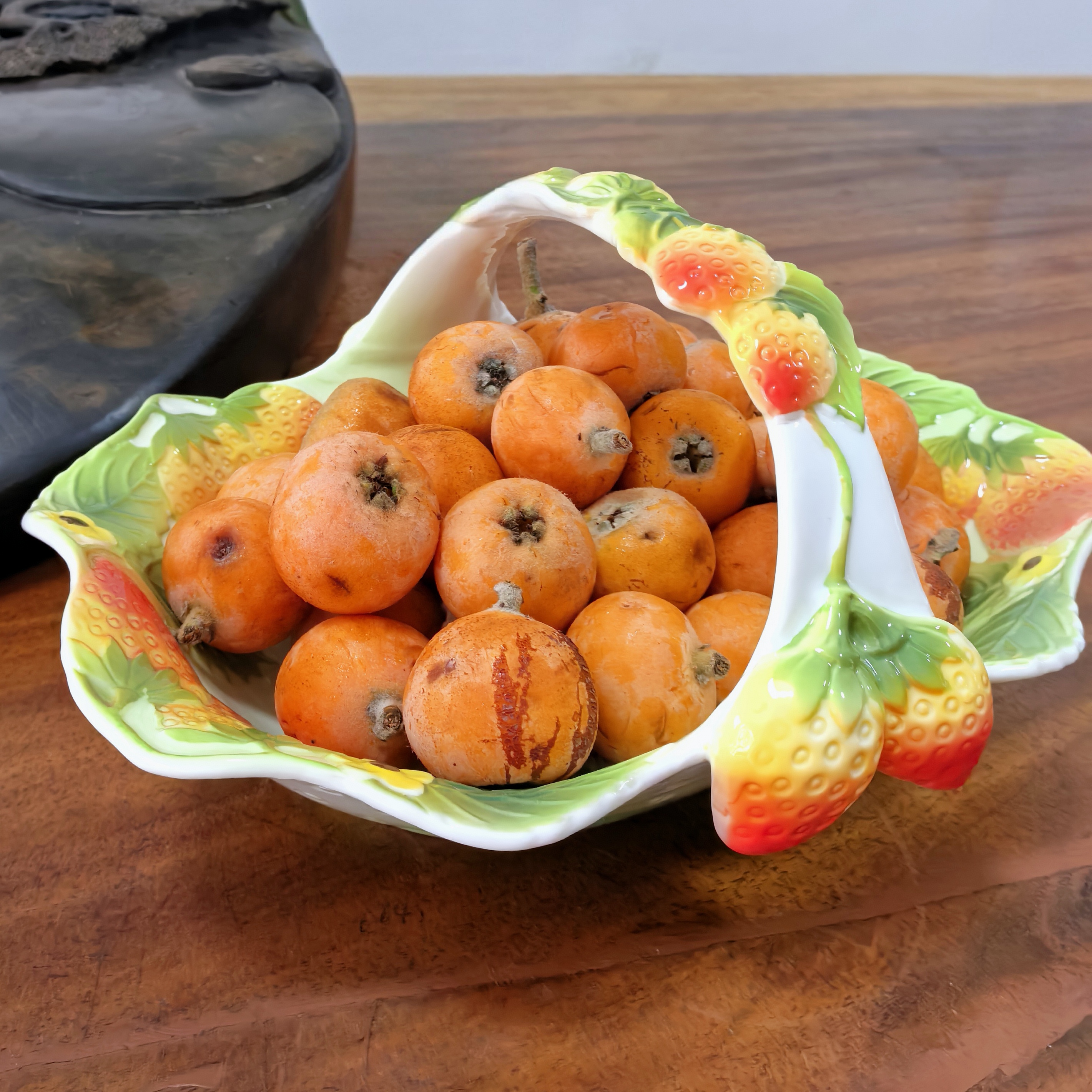 手绘ins釉下彩陶瓷水果篮子果盘家用客厅茶几水果盘子创意水果篮