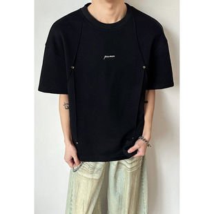 260g圆领短袖 休闲潮牌痞帅五分袖 男女同款 新款 潮 2026夏季 港风大码