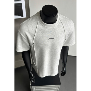 刺绣上衣宽松青少年重磅半袖 潮牌美式 体恤 t恤男夏季 解构铆钉短袖