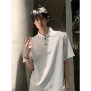 cleanfit重磅高级感百搭POLO上衣 t恤男春夏款 IGHU美式 亨利领短袖