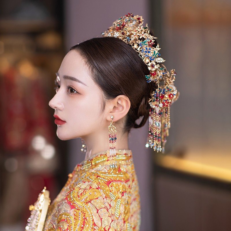 新娘秀禾头饰2024新款发饰大气高级结婚皇冠中式婚礼秀禾服凤冠