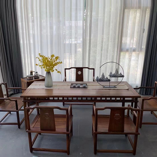 办公室实木泡茶桌禅意功夫茶台桌椅组合黑胡桃木茶几一 定制新中式