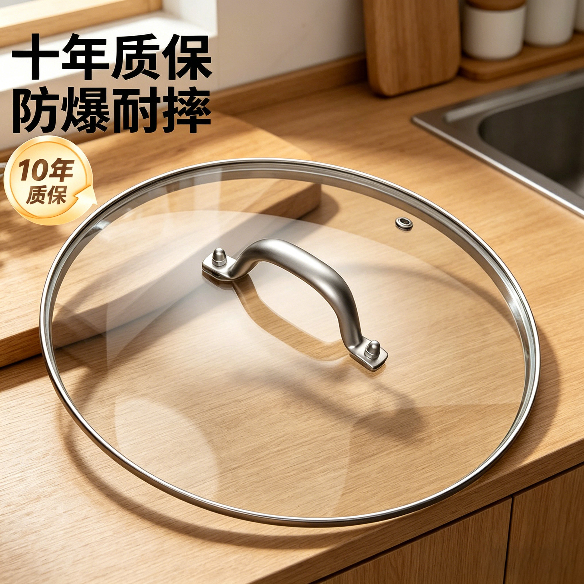 防爆钢化玻璃锅盖新款耐高温高档24厨房锅具配件通用炒锅32cm盖子