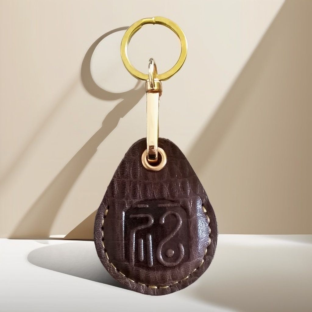 真软皮门禁卡套水滴形圆形门禁卡福到我家皮革钥匙扣水滴门禁卡套