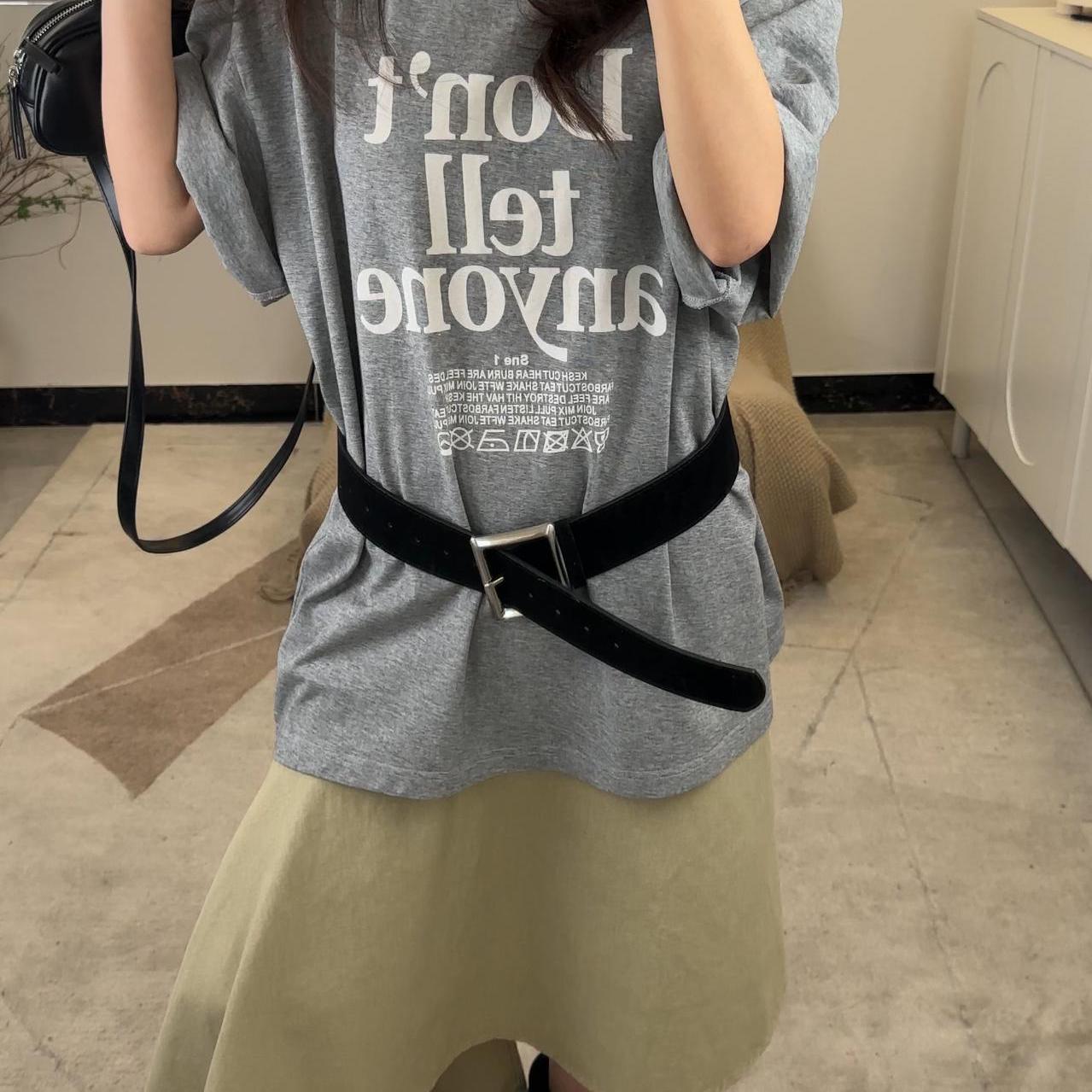 2025复古美式麂皮皮带高级简约搭配百搭腰带绒面复古腰封女