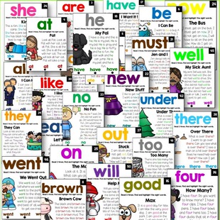 sight word高频词阅读小短文故事英语闪卡cvc教具墙贴小学英语