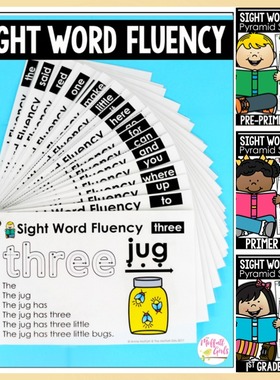 小学英语220词sightwords高频词练习卡自然拼读金字塔造句子描红