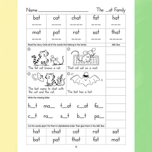 Word Family英语启蒙自然拼读作业纸句子短文单词phonics练习本