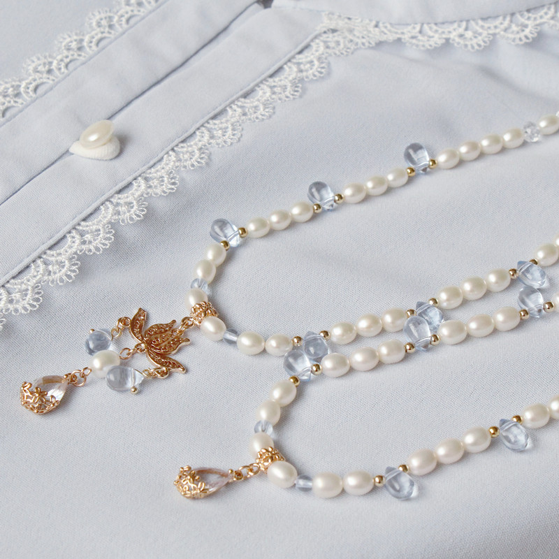 【兰若】夕颜古风手作淡水珍珠璎珞项链lolita汉服原创配饰浅蓝色|msdalam kategori Aksesori/Barang Kemas Fesyen, kalung - dari Buy2taobao.com untuk memberikan perkhidmatan ejen Taobao profesional membeli