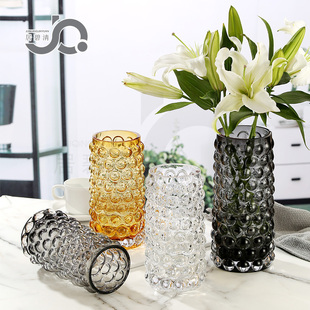 北欧创意水珠玻璃花瓶泡泡水培富贵竹百合玫瑰鲜花插花马醉木桌面
