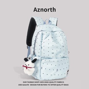 aZN新品 背包双肩女波点大容量初中双肩包高中生上课校园书包1.18