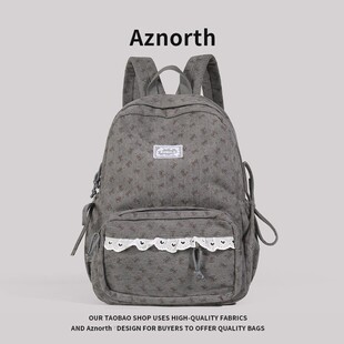 AZN新品背包双肩女初中生高颜值书包高中生学院风简约双肩包12.27