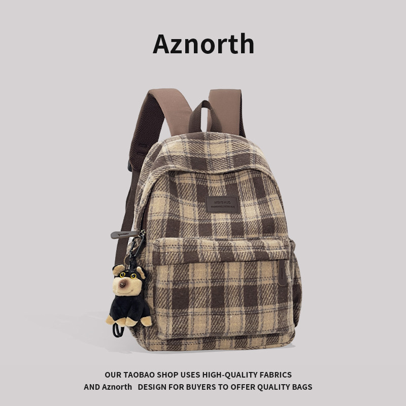 AZN 2025冬季新款背包女百搭双肩包通勤背包学生轻便格子休闲书包,箱包皮具/热销女包/男包,双肩背包,淘宝优惠券,粉丝福利购,淘宝优惠卷