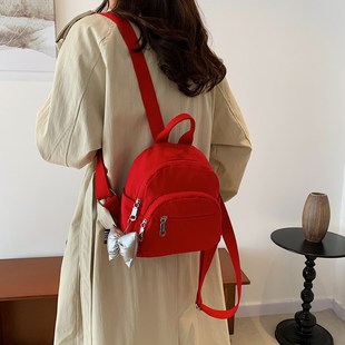 花曦家新品  双肩包女轻便红色小型女款包包大学生书包迷你小背包