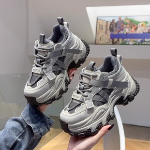 子ins百搭炸街运动休闲鞋 鞋 女显脚小潮牌2025新款 厚底增高老爹鞋