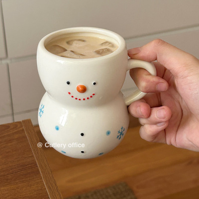 可爱小雪人陶瓷马克杯圣诞礼物