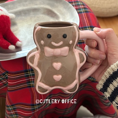 冬日氛围巧克力姜饼人陶瓷马克杯