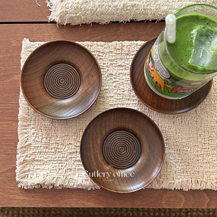 Cutlery 韩国复古木质咖啡杯垫蜡烛饰品收纳盘防烫垫隔热木垫