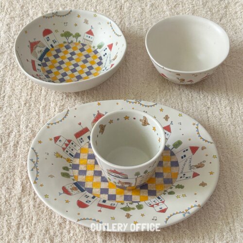 有趣马戏团插画哑光陶瓷椭圆盘