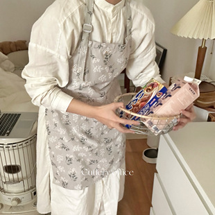 Cutlery | 定制新款日式挂脖碎花棉布防污家用咖啡店围裙可调节