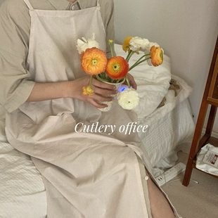 Cutlery 背带围裙防水花艺美甲师咖啡店工作围裙可外穿 日式