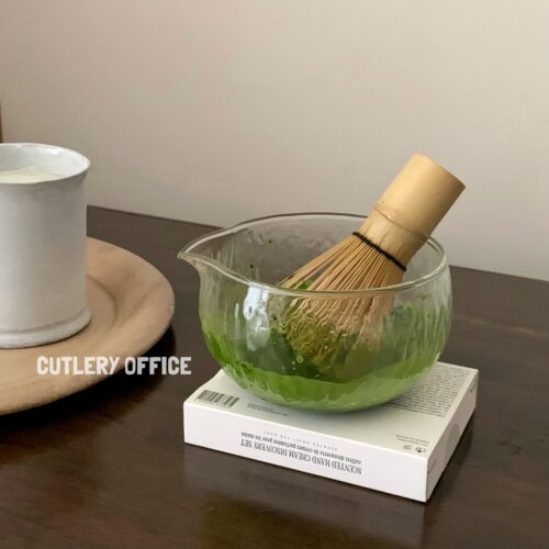 日式简约手工高硼硅锤纹抹茶碗