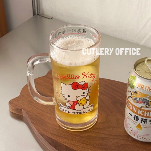 可爱凯蒂猫大容量玻璃啤酒杯