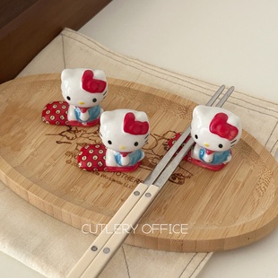 Cutlery | 日式可爱陶瓷kt猫筷子架小摆件笔托