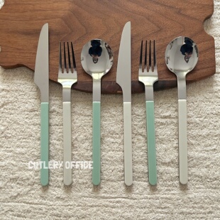Cutlery 奶乎乎薄荷绿简约百搭不锈钢刀叉勺西餐餐具