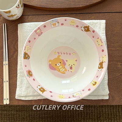 一人食拉面碗复古轻松熊陶瓷