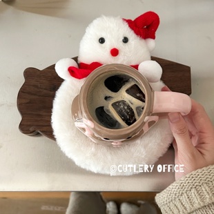 Cutlery 毛茸茸雪人杯垫圣诞礼物隔热杯垫